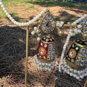 Elegant Gold and Red Decorative earrings